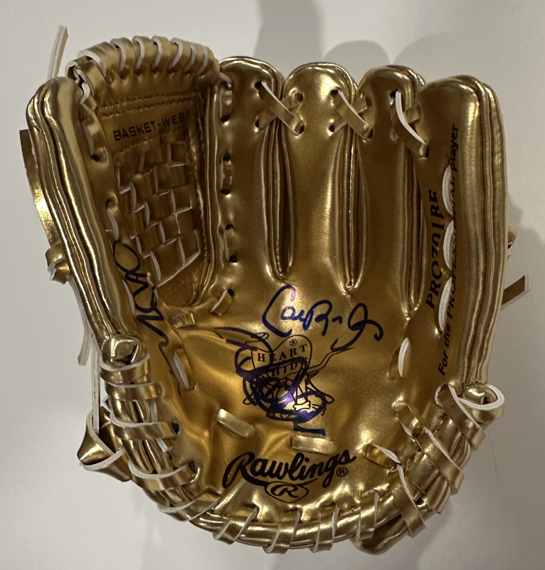 Cal Ripken Jr Derek Jeter & Ichiro Autographed Gold Glove!