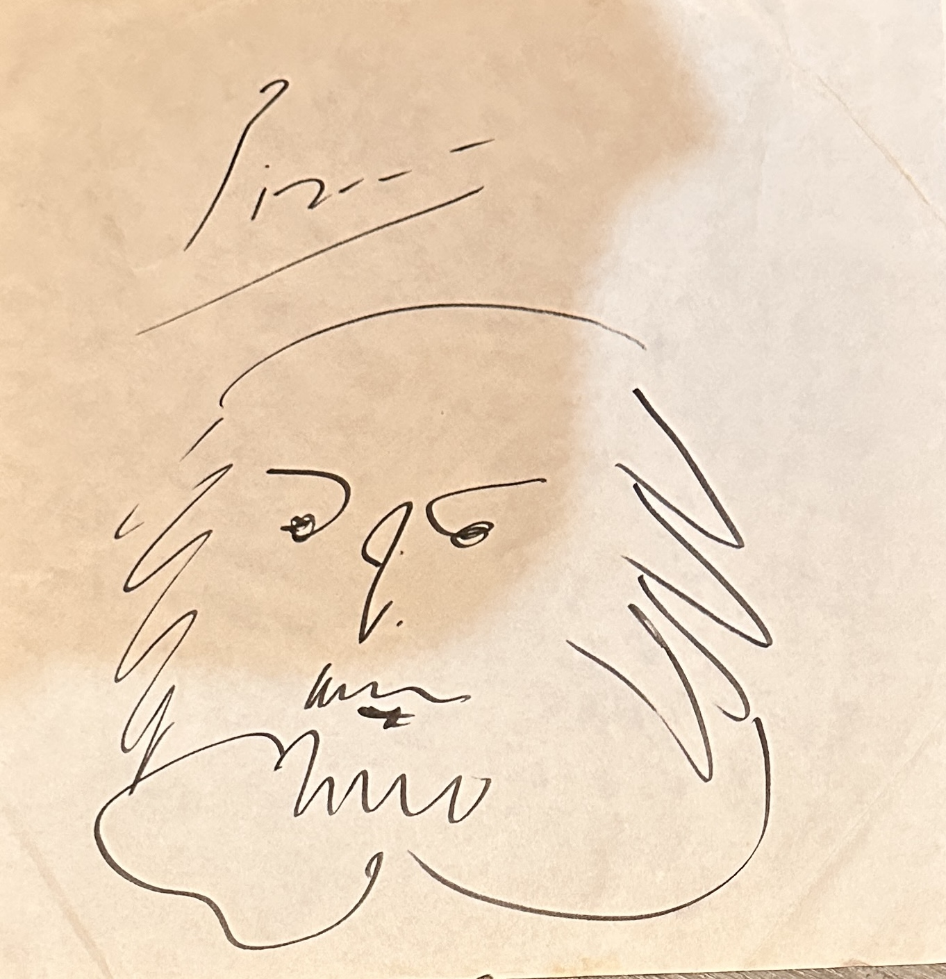 Pablo Picasso Autographed Hand Drawn Sketch