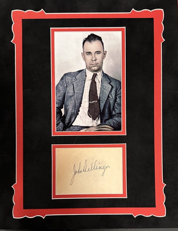 John Dillinger Autographed Display
