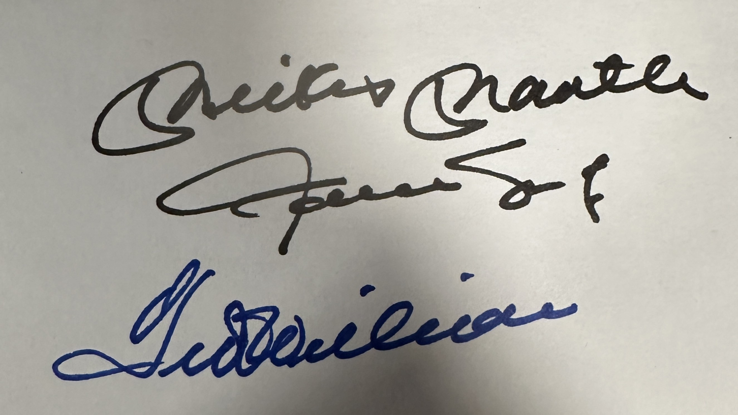MANTLE MAYS WILLIAMS CUT AUTOGRAPH