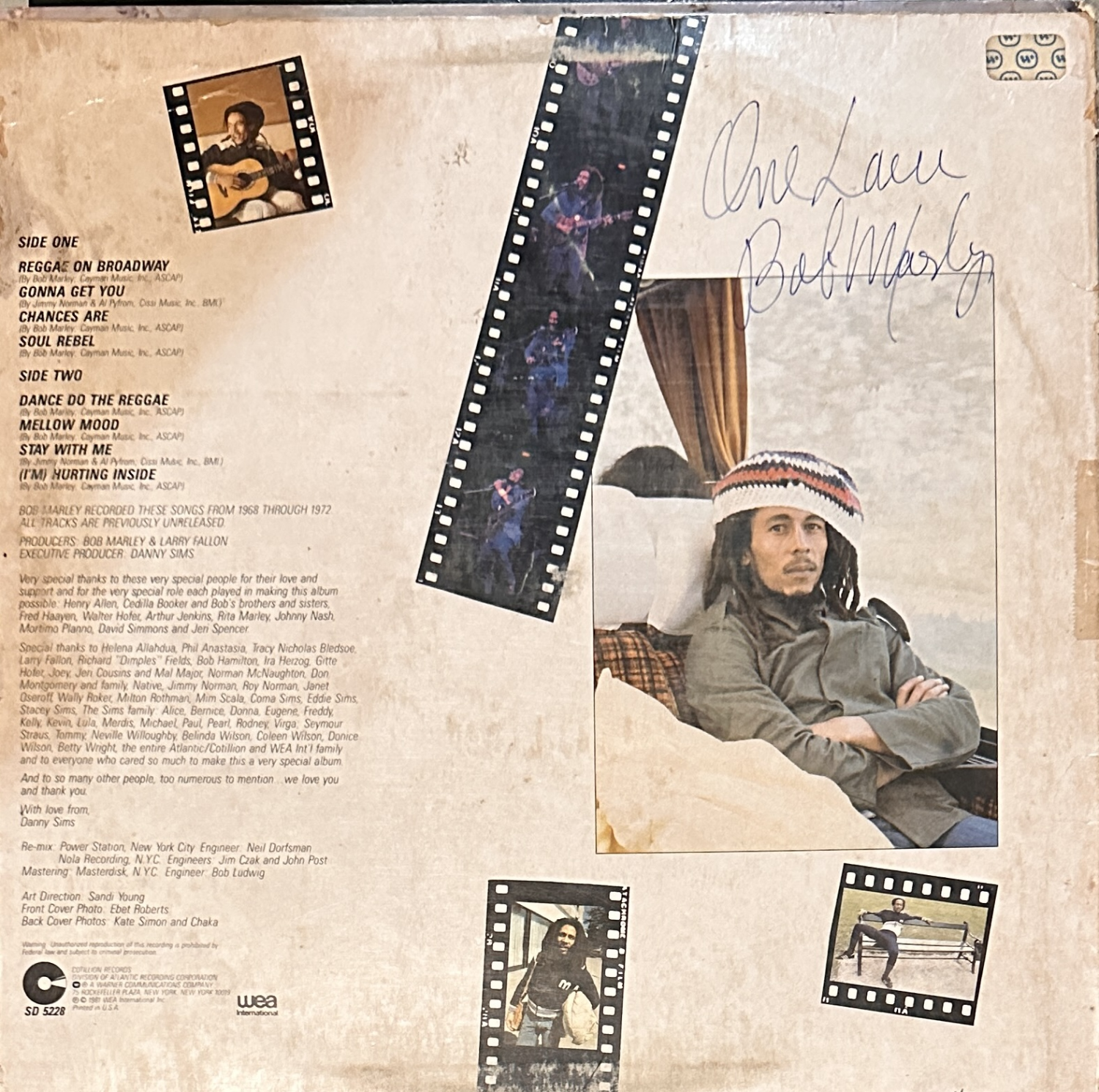 Bob Marley Autographed Album 