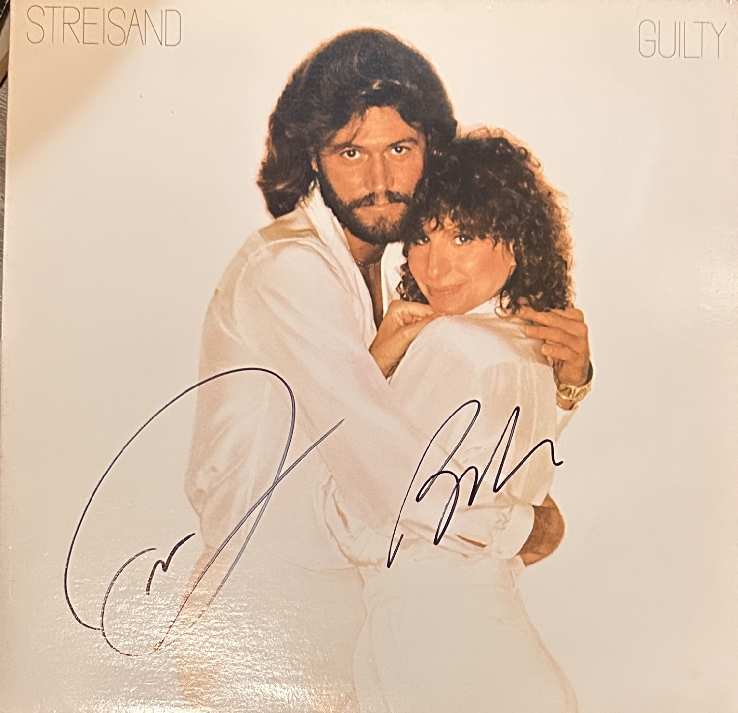 Barbara Streisand Barry Gibb Autographed ALBUM 
