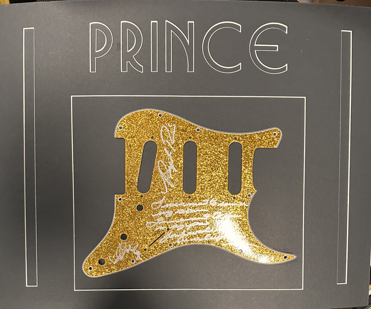Prince Autographed Pickguard w/Lyrics Purple Rain