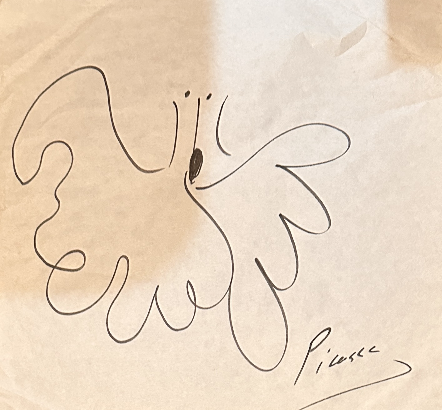 Pablo Picasso Autographed Hand Drawn Sketch