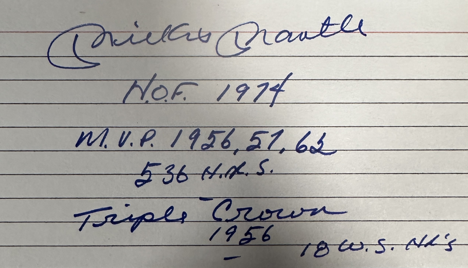Mickey Mantle Cut Autograph W/STATS
