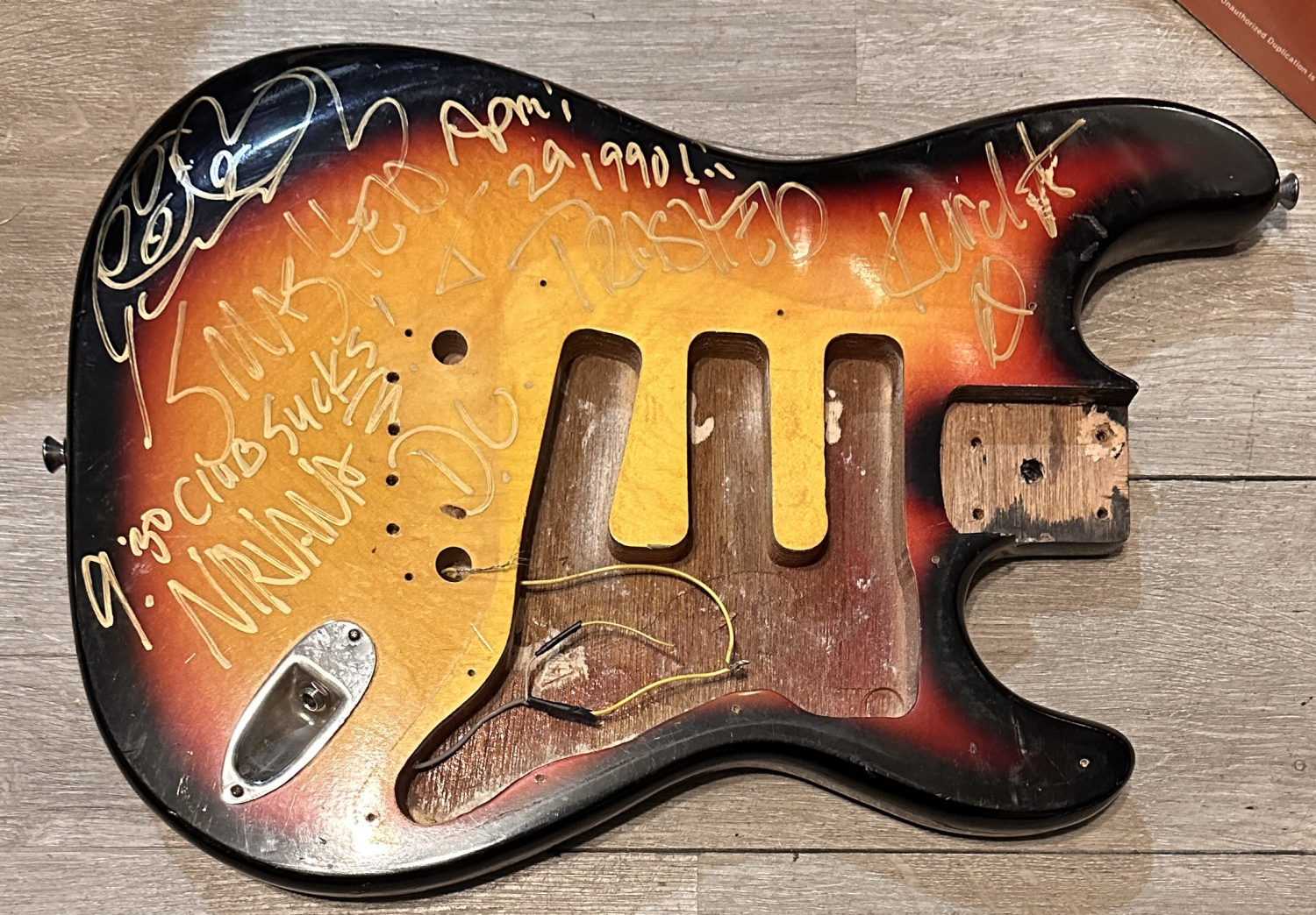 Kurt Cobain Personally Owned Signed Guitar Body