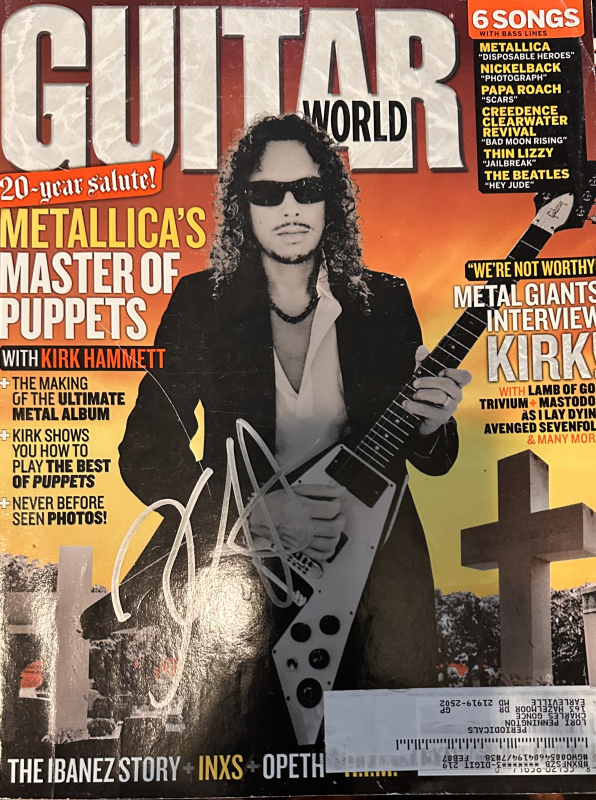 Kirk Hammett Autographed Magazine
